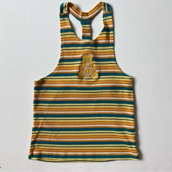 Care Bears Size Small 6 7 Funshine Bear Orange Green Tank Top Stripes Girls EUC - Picture 1 of 16